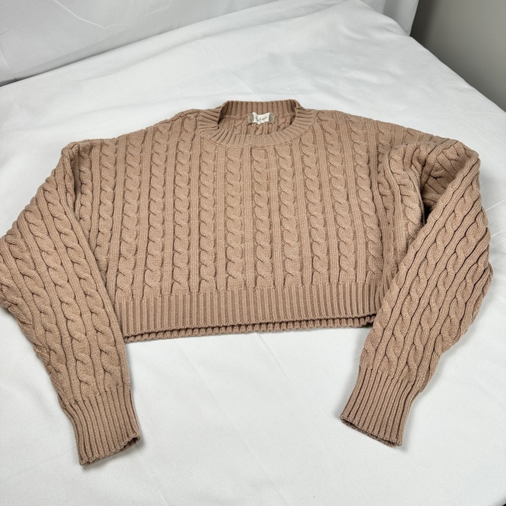 Altar'd State Tan Cable Knit Sweater, Size M - Picture 10 of 13